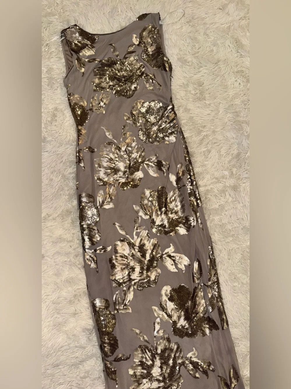 NEW Donna Karan Sequin Floral Sleeveless Dark Clay Gown Sz 8 - Picture 7 of 10